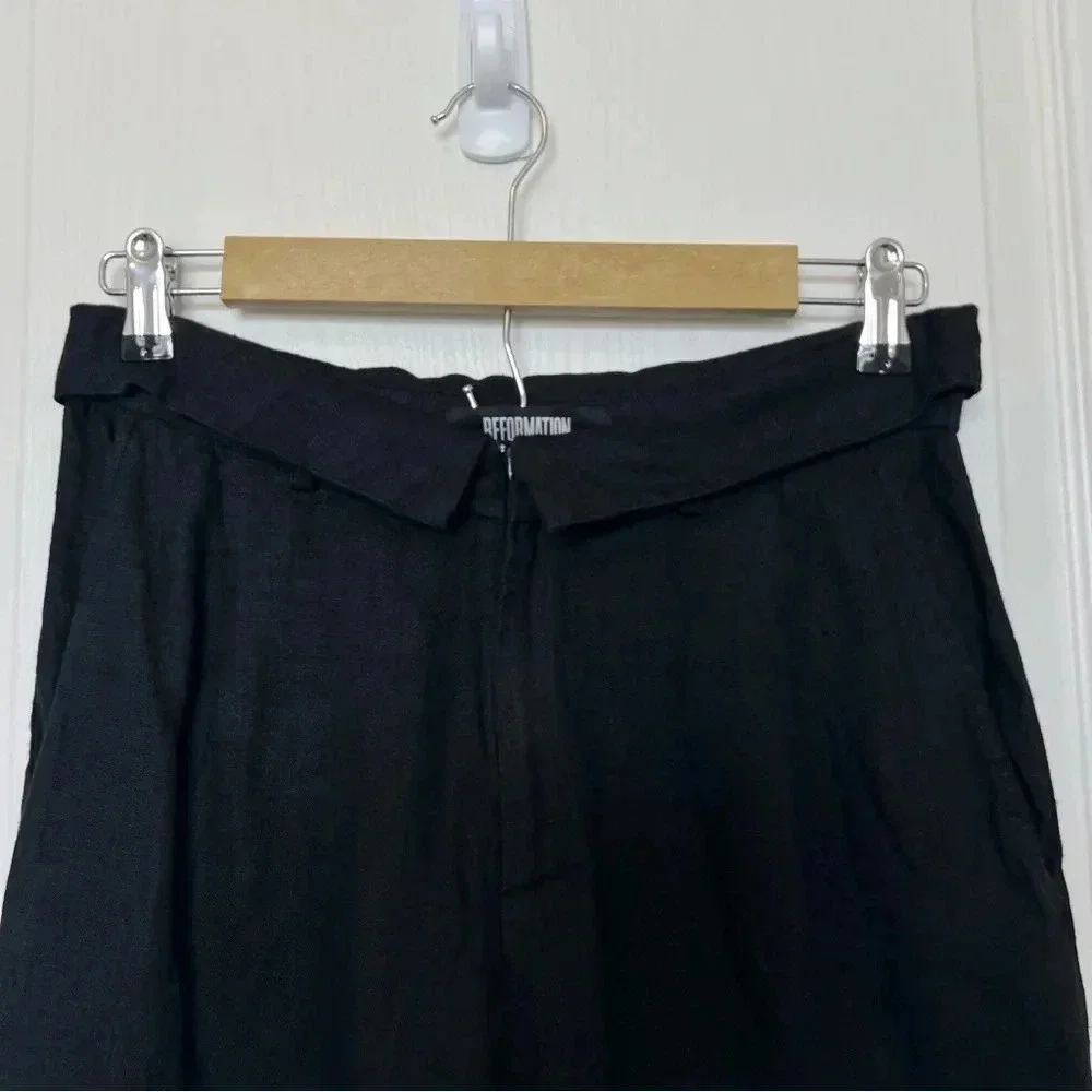 Reformation Pants Foldover Waistband Pleated Cuffed Hem Pockets Size 4 Black